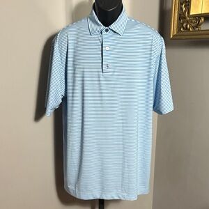 FootJoy Large Blue White Stripes Golf Polo Shirt